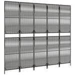 vidaXL Cloison de séparation 5 panneaux gris résine tressée