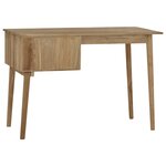 Bureau table poste de travail meuble d'ordinateur informatique étude avec 2 tiroirs 110 x 52 x 75 cm bois de teck solide brun 02_0023381