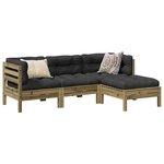 vidaXL Salon de jardin 4 Pièces avec coussins bois de pin imprégné