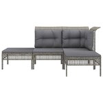 Salon de jardin meuble d'extérieur ensemble de mobilier 4 pièces avec coussins gris résine tressée 02_0016144