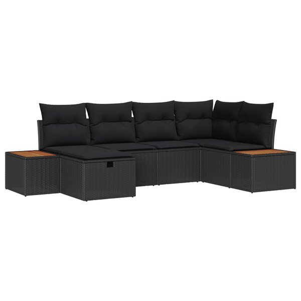 vidaXL Ensemble de canapés de jardin 6 pièces avec coussins noirs en rotin synthétique
