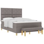 vidaXL Lit à ressorts avec matelas et banquette taupe 160x200 cm en tissu