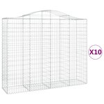 vidaXL Paniers à gabions arqués 10 Pièces 200x50x160/180 cm Fer galvanisé