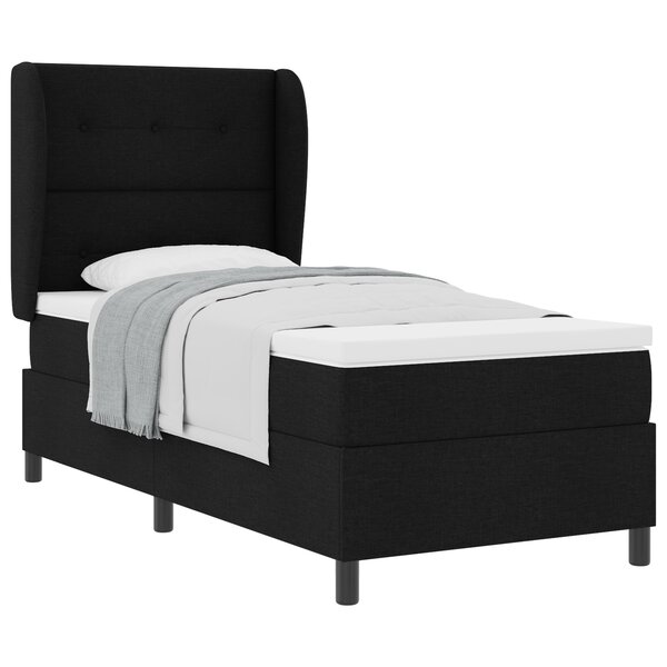 Lit Box Spring vidaXL avec Matelas Noir 80x200 cm Tissu