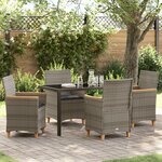 vidaXL Ensemble de Salle à Manger de Jardin 5 Pièces avec Coussins Gris Poly Rattan