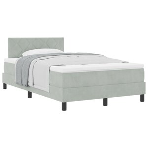 vidaXL Lit à ressorts avec matelas Gris clair Petit double Velours