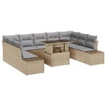 vidaXL Ensemble de canapé de jardin de 10 pièces avec coussins beige en poly rotin