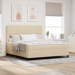 vidaXL Lit à ressorts avec matelas et lumière LED crème 180x200 cm tissu