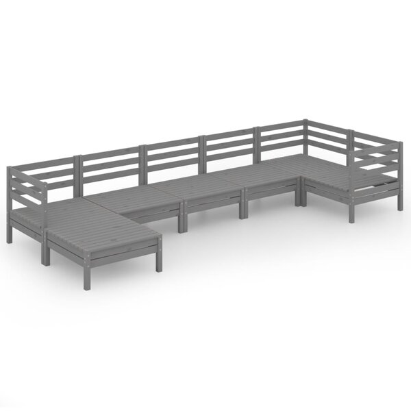 Salon de jardin meuble d'extérieur ensemble de mobilier 7 pièces bois de pin massif gris 02_0017408