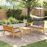 vidaXL Ensemble Bistro de 3 Pièces avec Coussins - Bois d'Acacia Massif
