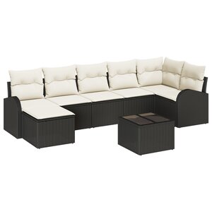 Ensemble de Canapés de Jardin de 7 Pièces avec Coussins Rattan Poly Marron vidaXL