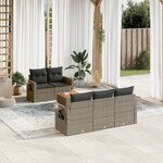 vidaXL Salon de jardin 6 Pièces avec coussins gris résine tressée