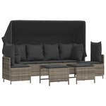 vidaXL Salon de jardin 5 Pièces avec coussins gris résine tressée