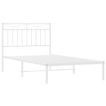 vidaXL Cadre de lit métal avec tête de lit blanc 100x190 cm