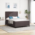 vidaXL Lit à ressorts avec matelas & LED marron foncé 160x200 cm en tissu