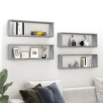 vidaXL Étagères murales cubiques 4 Pièces Sonoma gris 80x15x26 5 cm