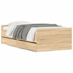 vidaXL Cadre de lit avec tiroirs sans matelas chêne sonoma 100x200 cm