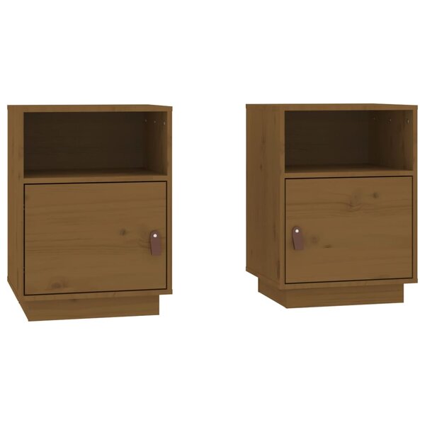 vidaXL Tables de chevet 2Pièces Marron miel 40x34x55cm Bois de pin massif
