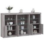 vidaXL Buffet avec lumières LED sonoma gris 181 5x37x100 cm