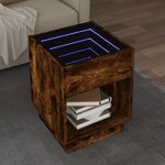 vidaXL Table basse avec LED infini chêne fumé 40x40x50 cm