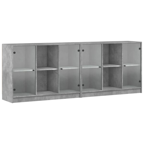 vidaXL Bibliothèque avec portes gris béton 204x37x75 cm