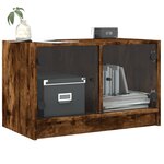 vidaXL Meuble TV avec portes en verre chêne fumé 68x37x42 cm