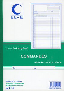 Manifold COMMANDES 297 x 210 mm 50 Feuillets Tripli ELVE
