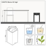 LECHUZA Jardinière CANTO Stone 40 High ALL-IN-ONE Noir graphite