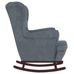 vidaXL Chaise à bascule avec pieds en bois et tabouret Gris foncé