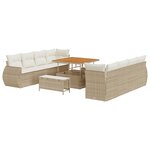 Ensemble de 11 Pièces de Canapé de Jardin avec Coussins en Rotin Beige Acacia