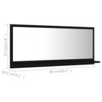 vidaXL Miroir de salle de bain Noir 90x10 5x37 cm Aggloméré
