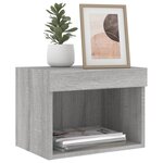 vidaXL Table de chevet murale avec lumières LED sonoma gris