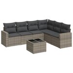 vidaXL Salon de jardin avec coussins 7 Pièces gris résine tressée