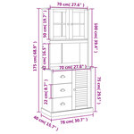 vidaXL Buffet haut VIGO 78x40x175 cm bois massif de pin