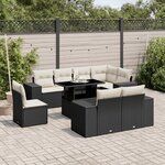 vidaXL Salon de jardin 9 Pièces avec coussins noir résine tressée