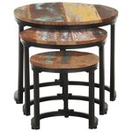 vidaXL Tables d'appoint 3 Pièces Bois de récupération massif