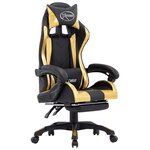 Chaise fauteuil siège pivotante de bureau informatique étude de jeux vidéo avec repose-pied Doré et similicuir or 02_0024218