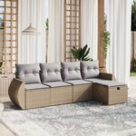 vidaXL Salon de jardin avec coussins 5Pièces mélange beige résine tressée
