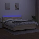 vidaXL Sommier à lattes de lit avec matelas LED Crème 180x200 cm Tissu