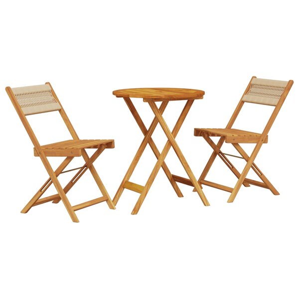 vidaXL Ensemble de bistro 3 Pièces beige polypropylène et bois massif