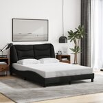vidaXL Cadre de lit avec lumières LED noir 140x190 cm tissu