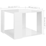 vidaXL Table basse Blanc brillant 40x40x30 cm Bois d'ingénierie