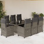 vidaXL Ensemble à manger de jardin 9 Pièces coussins gris résine tressée