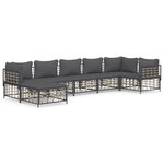 vidaXL Salon de jardin 7 Pièces avec coussins anthracite résine tressée