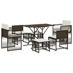 vidaXL Ensemble à manger de jardin et coussins 7 Pièces marron rotin