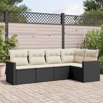vidaXL Salon de jardin 5 Pièces avec coussins noir résine tressée