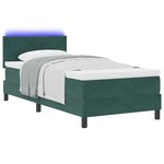 Lit box spring vidaXL avec matelas et LED vert foncé 90x190 cm en velours