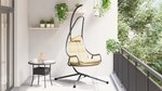 vidaXL Chaise Suspendue avec Support et Coussin Beige Acier