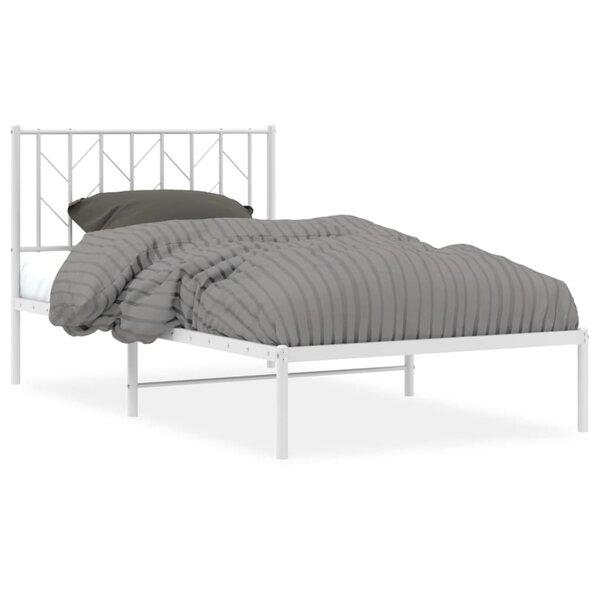vidaXL Cadre de lit métal avec tête de lit blanc 100x190 cm