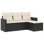 vidaXL Salon de jardin 4 Pièces avec coussins noir résine tressée